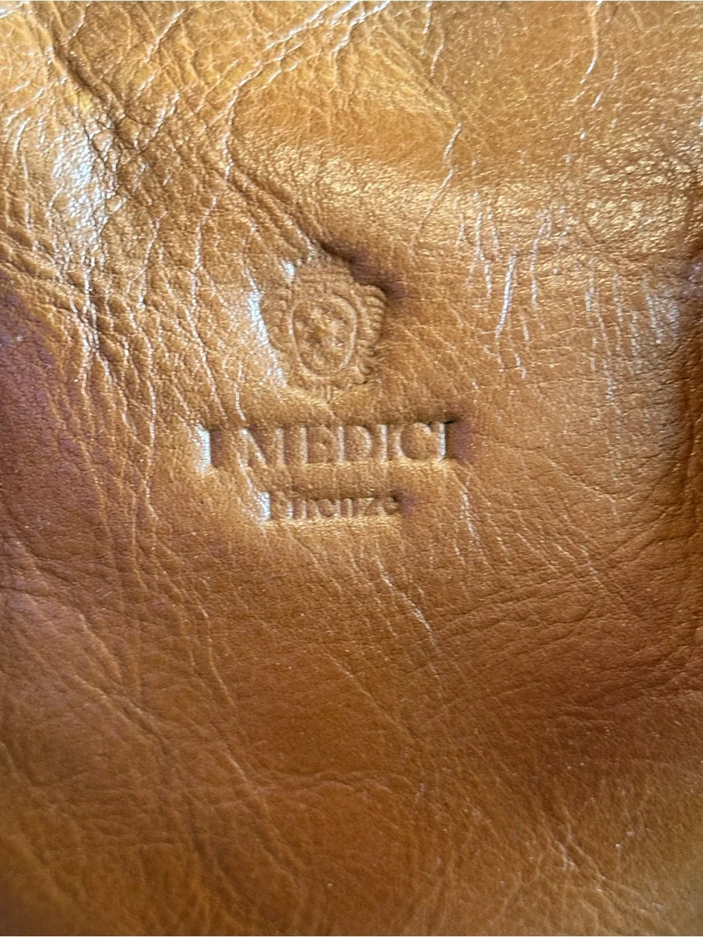 I Medici Firenze Cognac Brown Italian Leather Satchel Doctor Bag Made Italy